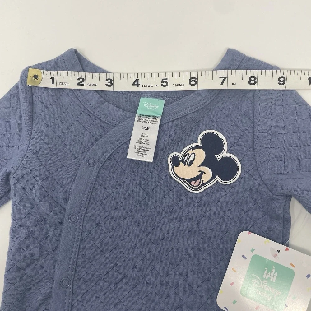 NWT NEW Disney Baby Mickey Mouse SWEATER Blue Quilted Snap 3 - 6‎ mos Warm Soft